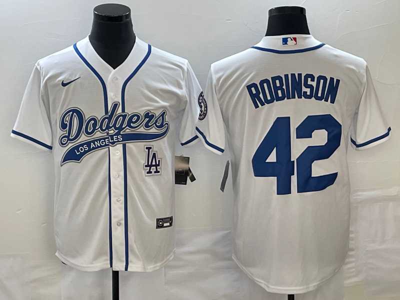 Men%27s Los Angeles Dodgers #42 Jackie Robinson White With Patch Cool Base Stitched Jersey->los angeles dodgers->MLB Jersey